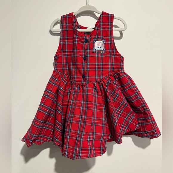OshKosh B'gosh Other - Oshkosh b'Gosh Vintage Jumper Dress Girls 3T Overall Plaid Tartan Button USA